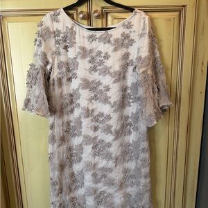 Elegant Floral Lace Dress in Cream